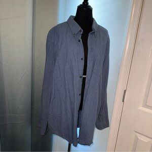 Men's Blue Button-Up Casual Flannel